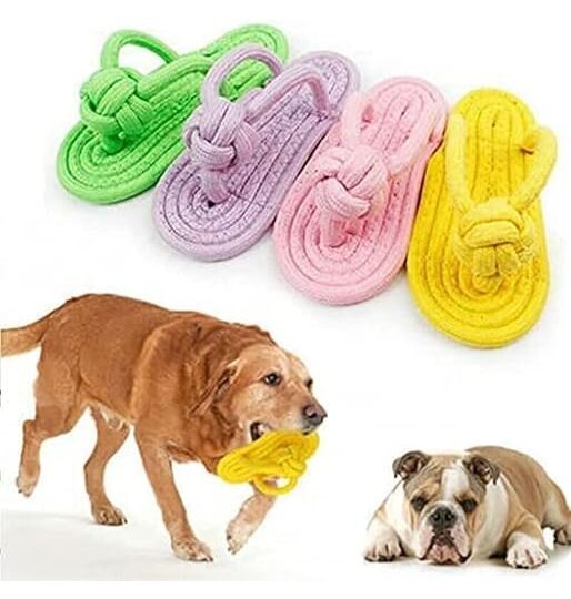 ペットケア/犬/猫用噛む丈夫なロープスリッパおもちゃ